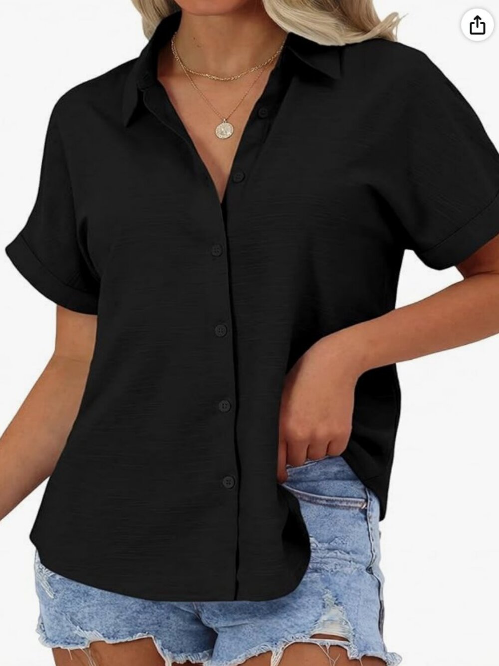 siliteelon black but tops waitress blouse Short sleeve XL